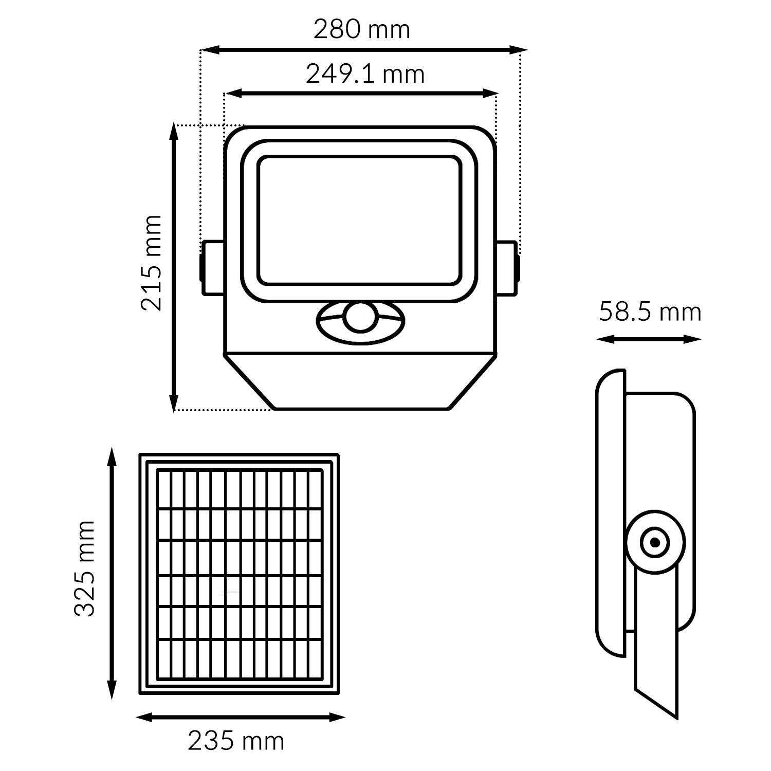 Faro proiettore LED solare Merida dettaglio - Mimotec MI3043