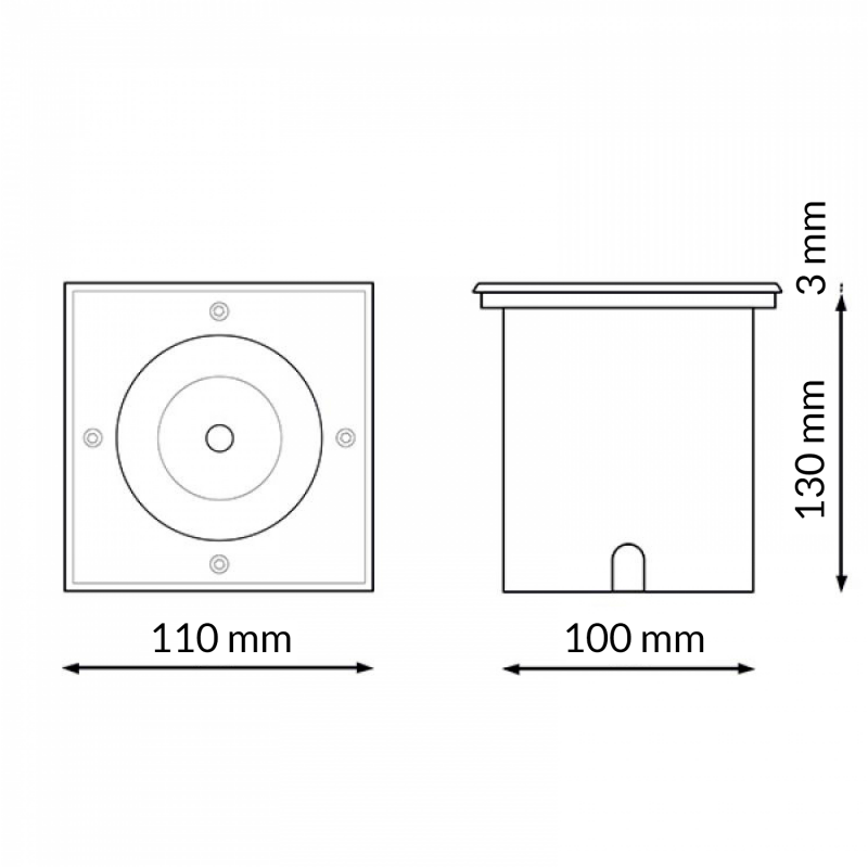 Faretto Calpestabile Esterno Quadrato GU10 IP67 Acciaio Inox LM7302 Diamant Lux