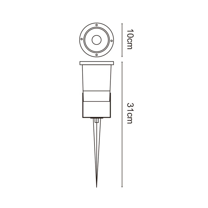 Faretto da Giardino con Picchetto Cilindrico Nero Alluminio Ledme LM7301 M LEDME