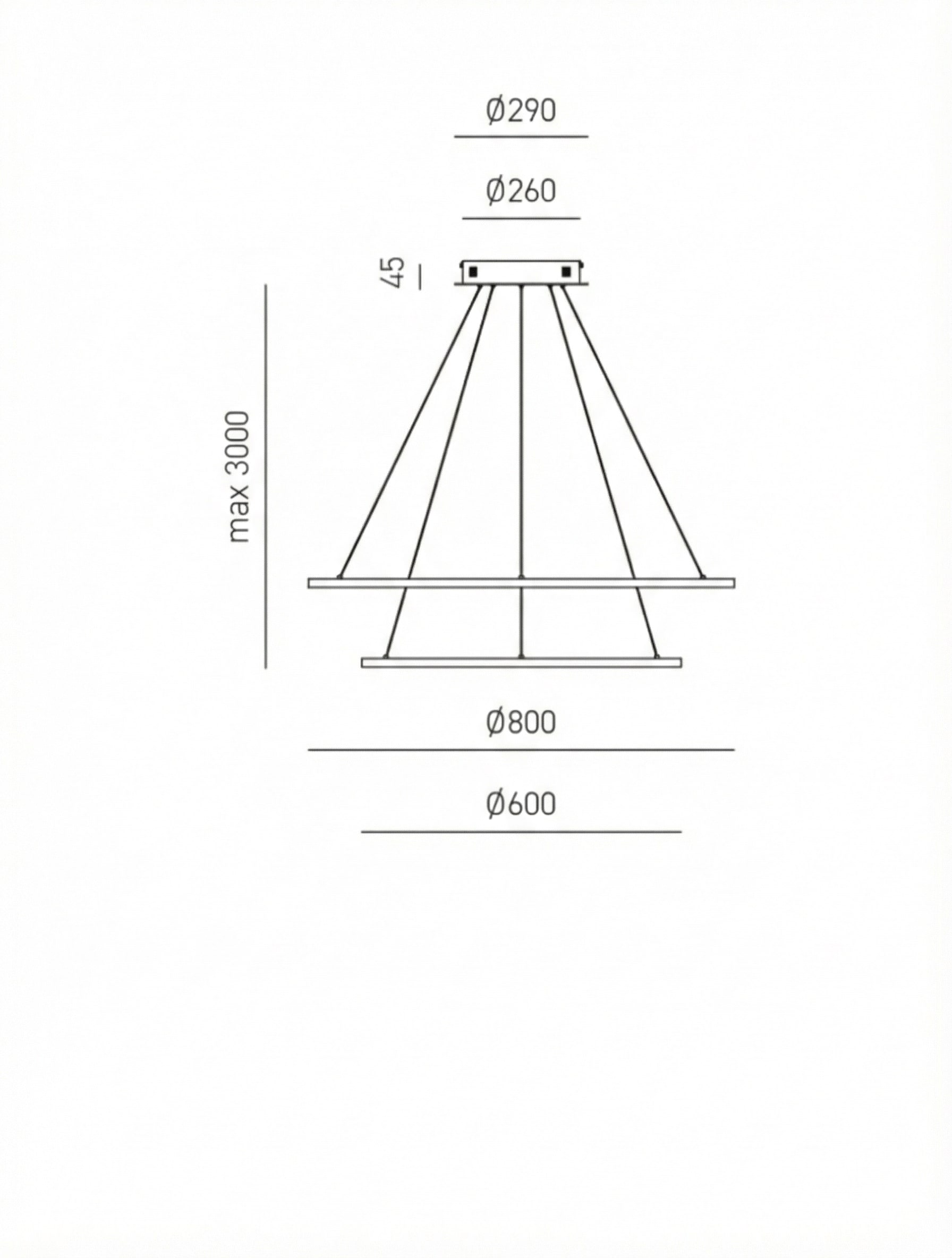 Lampadario 2 Cerchi LED Bianco Ø60-80 Moderno - Favolux Halo SP2