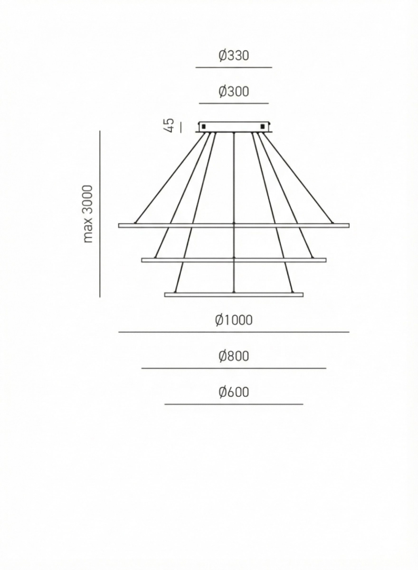 Lampadario 3 Cerchi LED Bianco Ø40-60-80 Moderno - Favolux Halo SP3