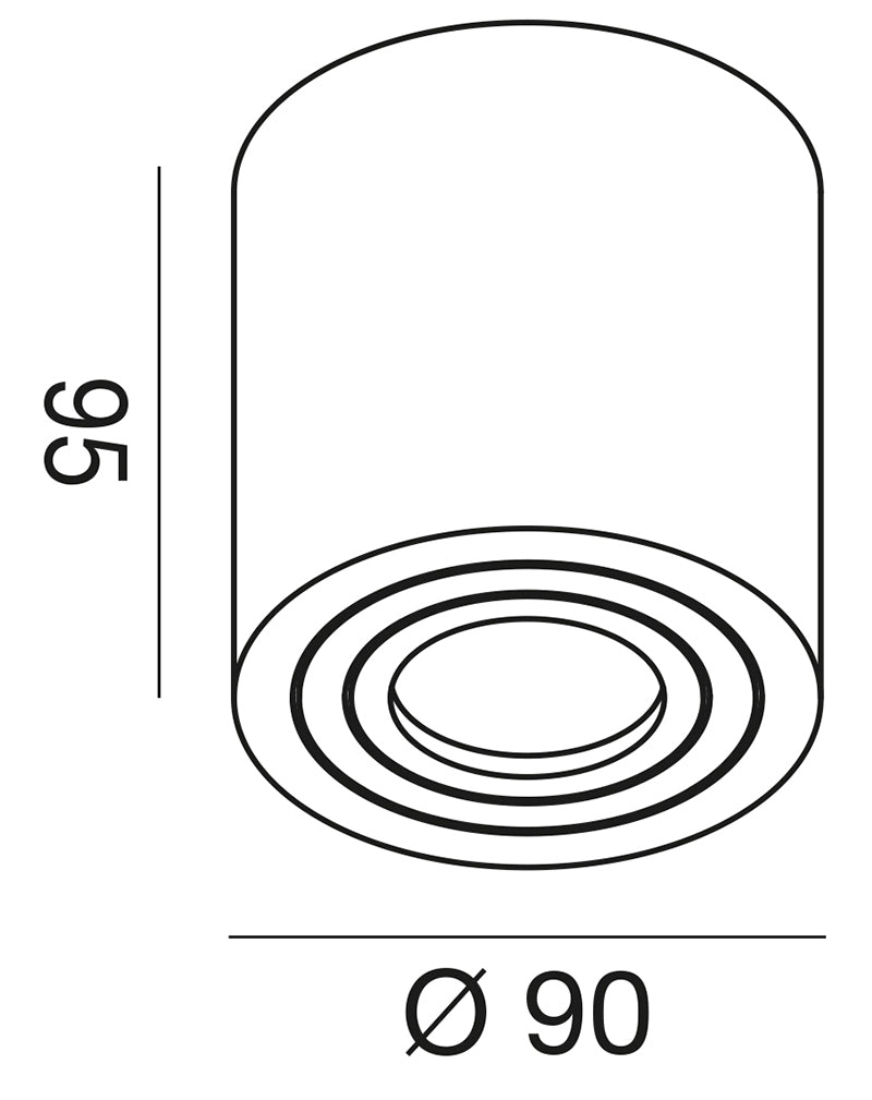 Plafoniera Cilindrica da Esterno IP65 in Alluminio NANTES Spacelux