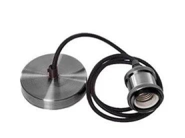 Montatura per Lampadario a sospensione 1xE27 cavo nero e metallo nero spazzolato