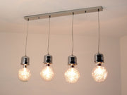 NADIA SB4 lampadario sospensione a forma di lampadina 4 luci Ø 15 rustico cromato DIAMANTLUX