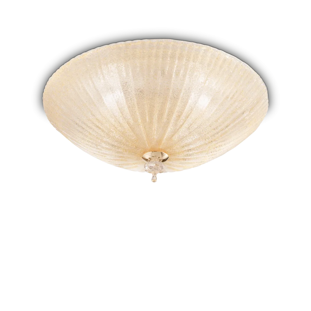Plafoniera Classica Stile Murano Vetro Graniglia Ø60 Shell PL6 - Ideal Lux