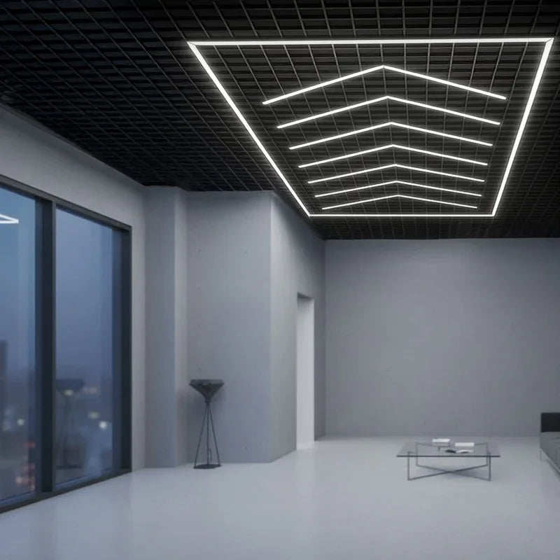 Plafoniera Gigante LED Rettangolare 384W – Design a Frecce, Bianco 6000K