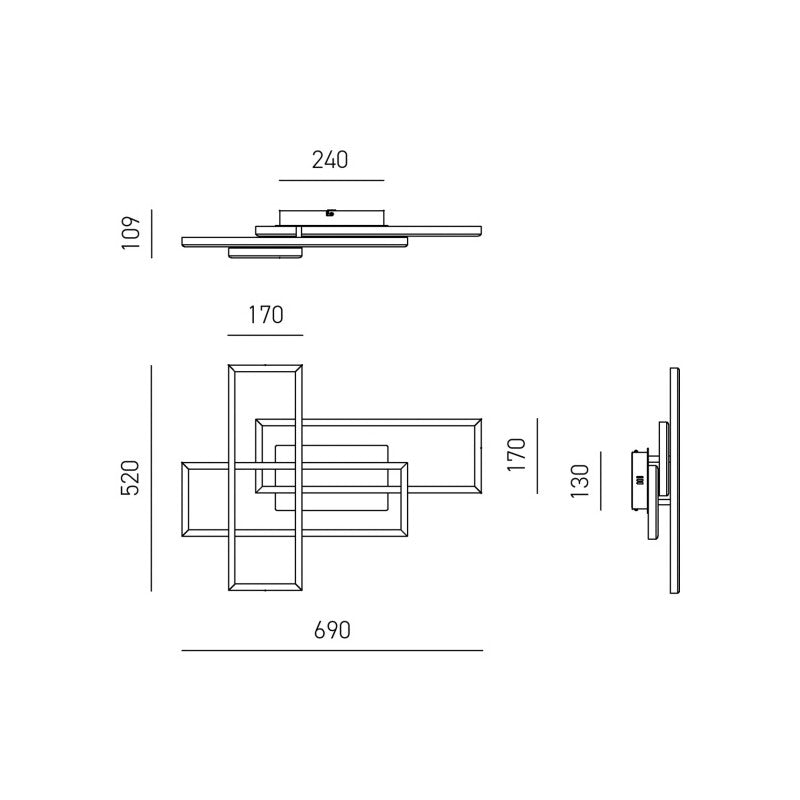 Plafoniera LED Moderna Geometrica 3 Rettangoli