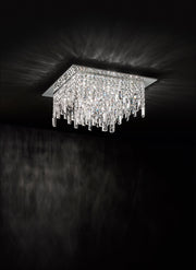 Plafoniera con Cristalli Morelight Frangia Quadrata Grande 2196