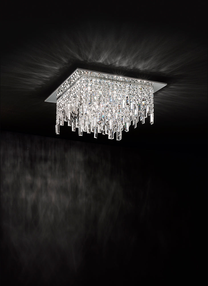 Plafoniera con Cristalli Morelight Frangia Quadrata Grande 2196