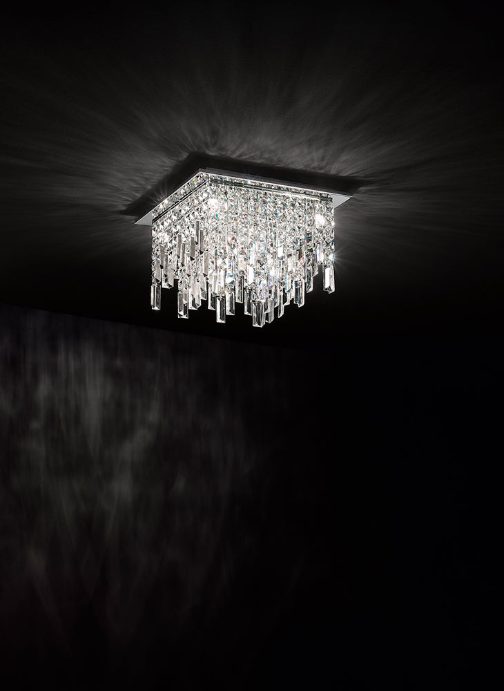 Plafoniera con Cristalli Morelight Frangia Quadrata Piccola 2185