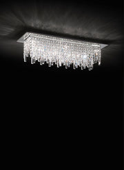 Plafoniera con Cristalli Morelight Frangia Rettangolare Grande 2184