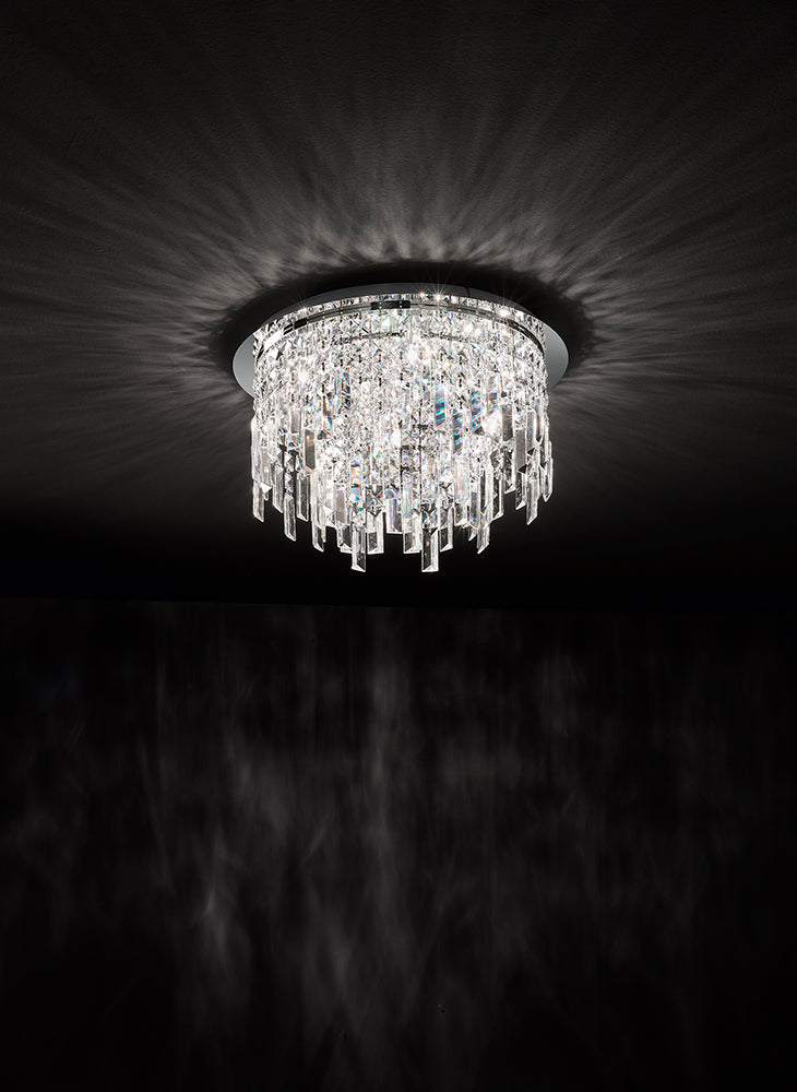 Plafoniera con Cristalli Morelight Frangia Tonda Grande 2187