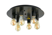 Plafoniera vintage industrial nera oro tonda 6 luci E27 CLOE P6 – Metallo – Diamantlux