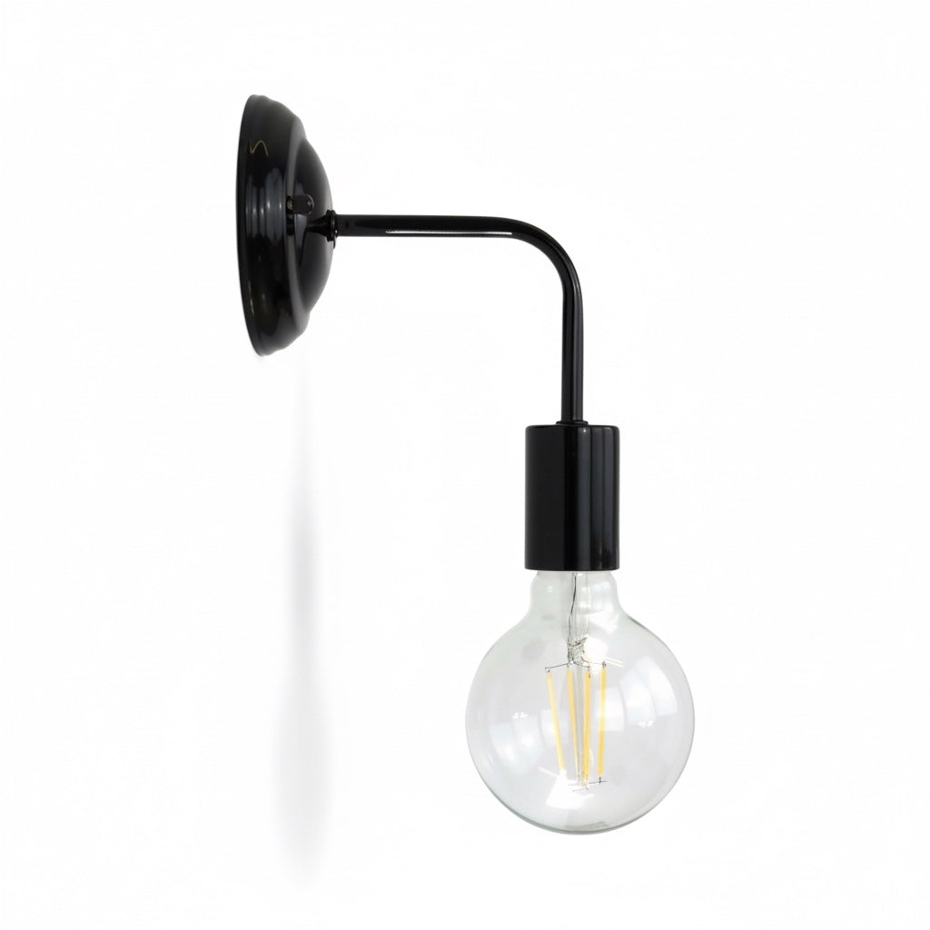 Applique Moderna Nera Lucida E27 Design Curvo - Diamantlux ALBA