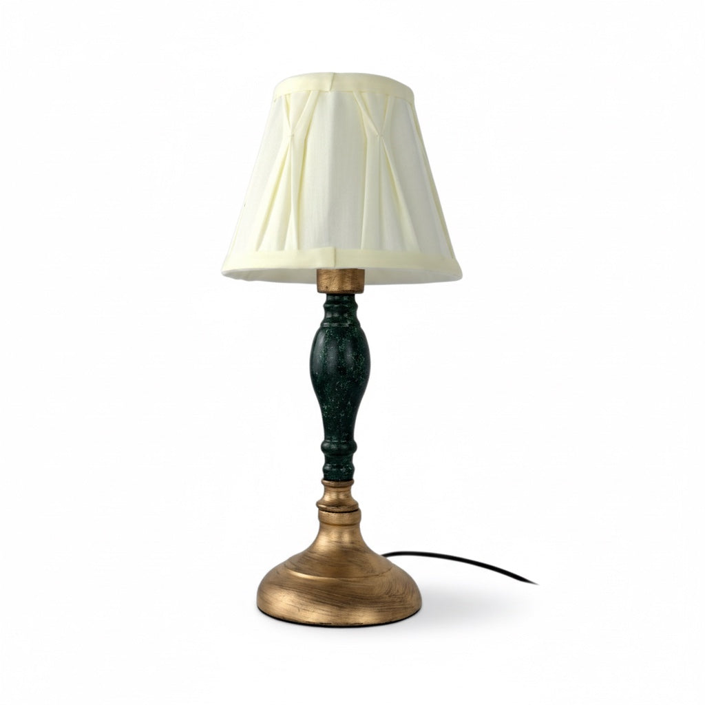 Abatjour Classica E14 Paralume Stoffa Verde Oro - Diamantlux 1030 TL1