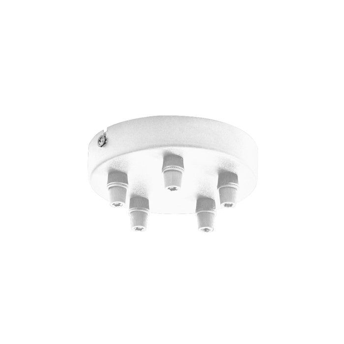 Rosone a soffitto multiplo a 5 fori in finitura bianco per sistema componibile