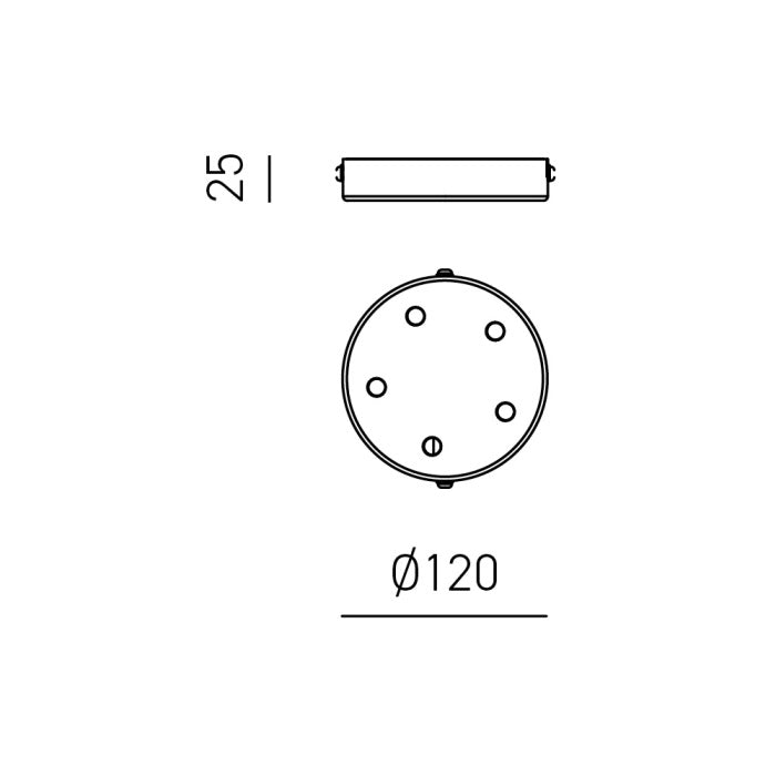 Rosone a Soffitto Multiplo a 5 Fori - Sistema Componibile Ø12cm