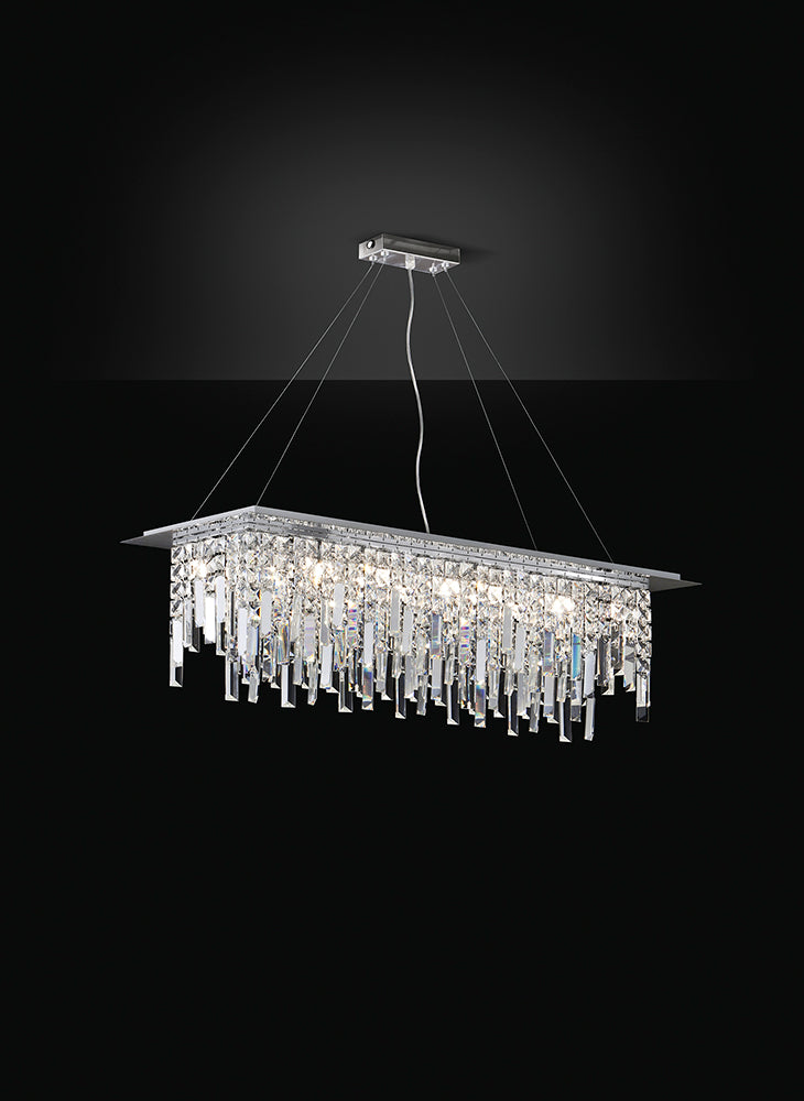 Lampada a Sospensione con Cristalli Morelight Frangia Rettangolare Grande 2195