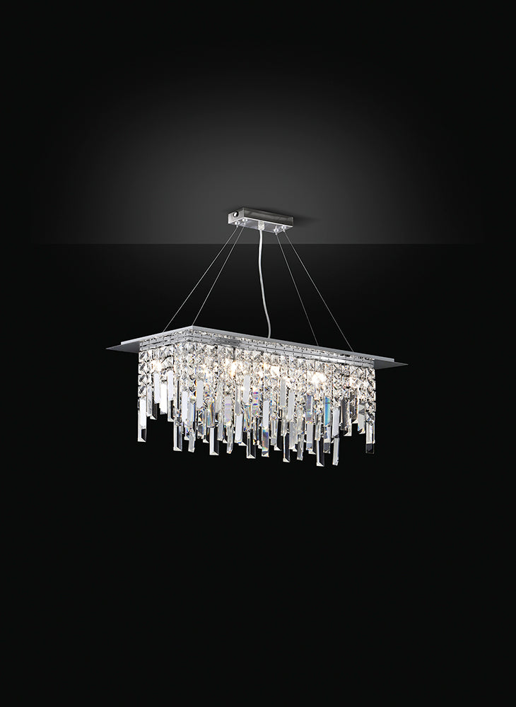 Lampada a Sospensione con Cristalli Morelight Frangia Rettangolare Piccola 2194