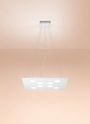 Lampadario a sospensione quadrata FLET 8+2 luci bianco - Morelight 2077G
