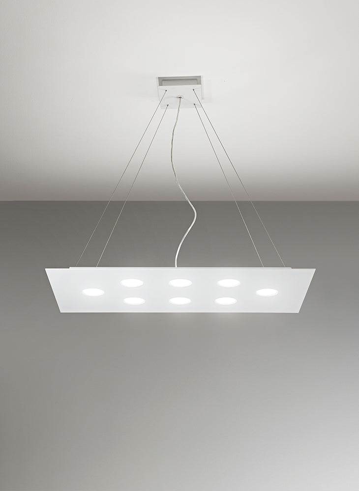 Lampadario a sospensione rettangolare FLET 8+2 luci bianco - Morelight 2079X