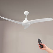 Ventilatore da soffitto moderno bianco con luce LED e telecomando – modello LM8804