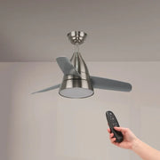 Ventilatore da Soffitto Nichel Satinato con Luce LED Silenzioso