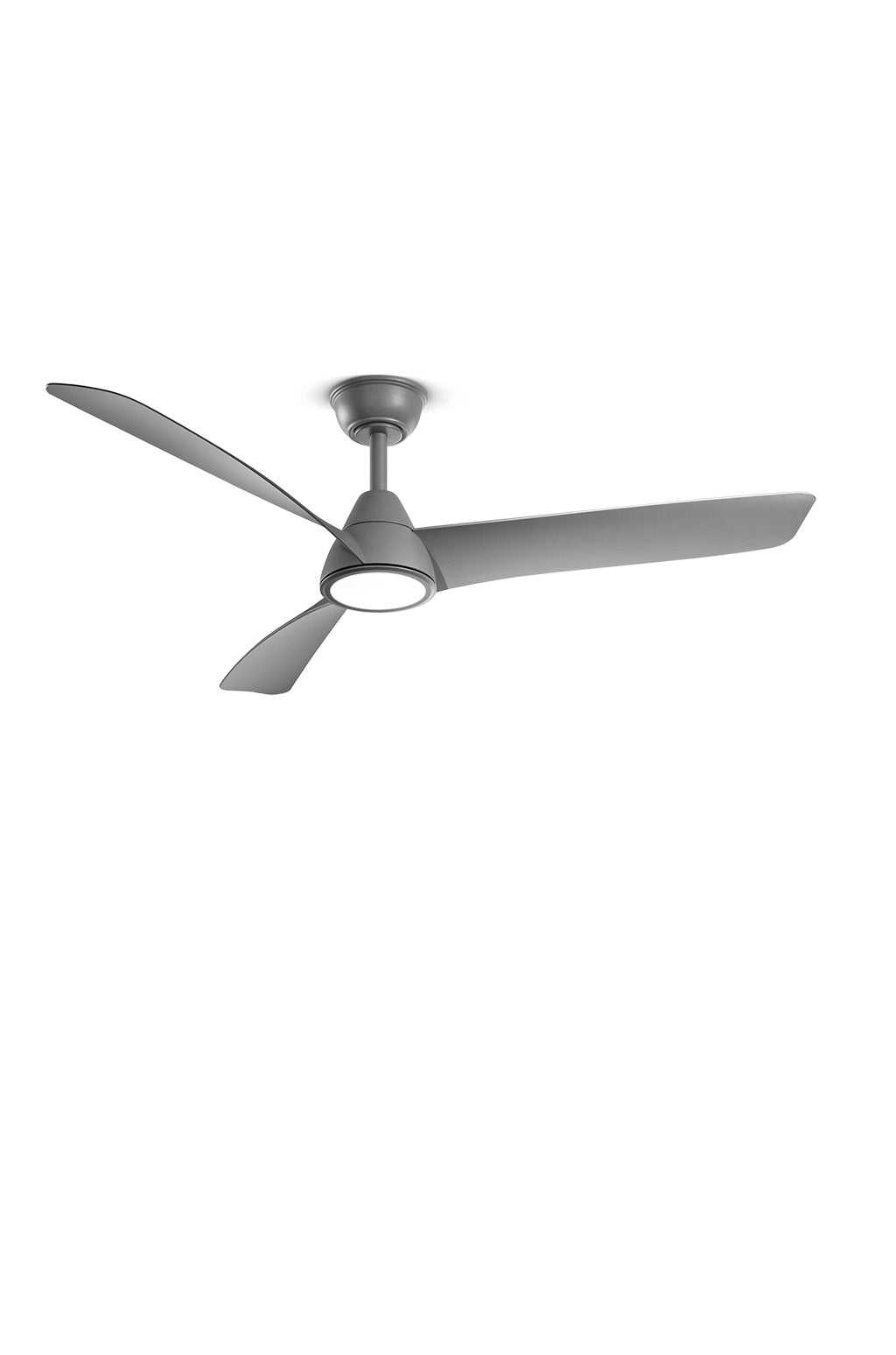 Ventilatore da soffitto con luce LED e telecomando silenzioso Perenz Nora 7204 GR CT, rotondo a 3 pale grigio opaco in ABS e acrilico.