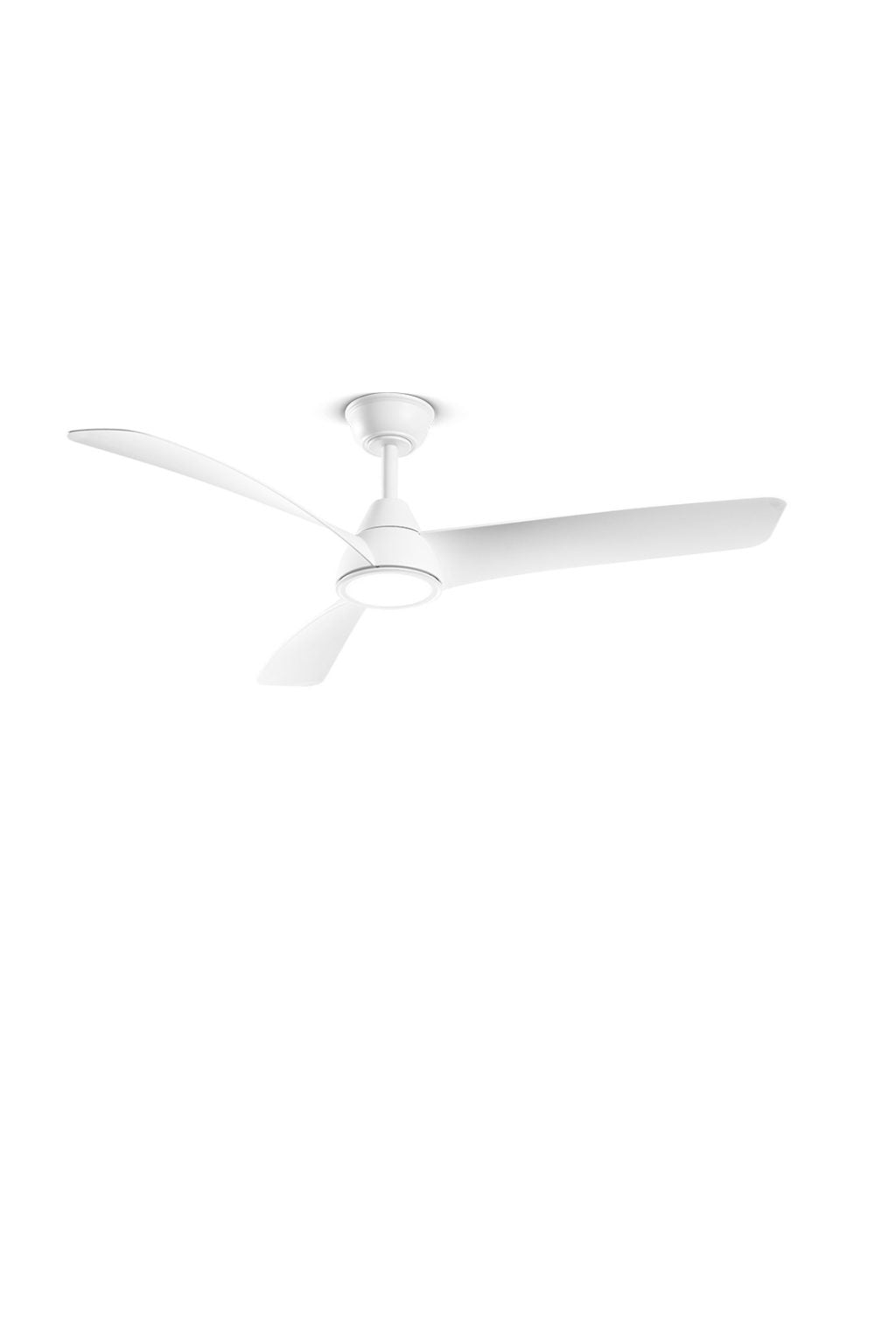 Ventilatore da soffitto con luce LED e telecomando silenzioso, rotondo a 3 pale, bianco opaco, ABS e acrilico, Perenz Diamant Lux