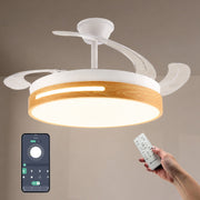 Ventilatore da soffitto, tondo, legno e bianco, policarbonato e alluminio, Diamantlux LM8865 Diamant Lux