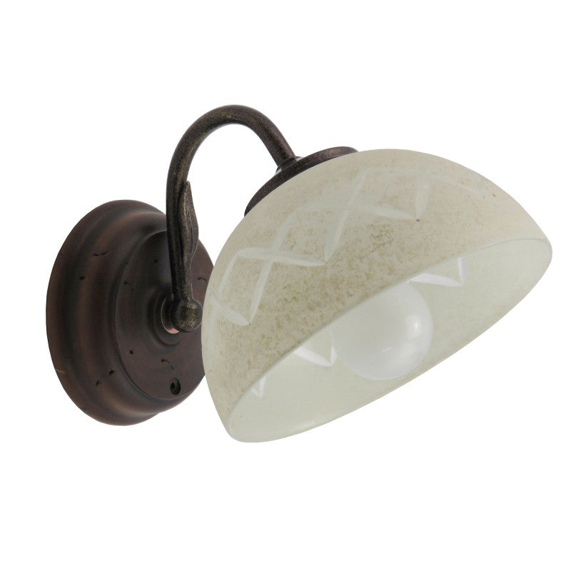 Applique in Legno Vintage 1 Luce E14 Vetro Molato RF/A DIAMANTLUX