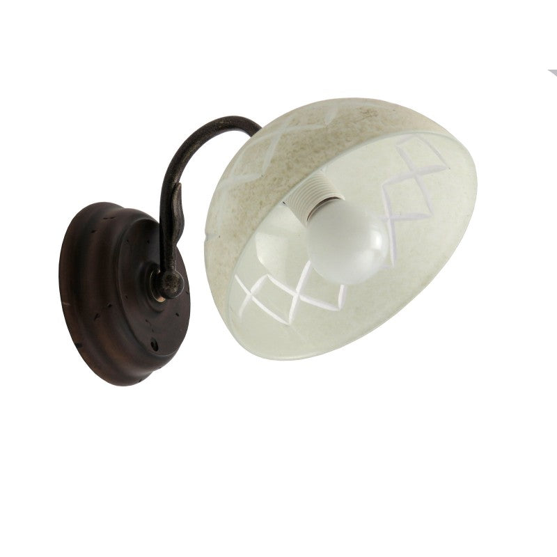 Applique in Legno Vintage 1 Luce E14 Vetro Molato RF/A DIAMANTLUX