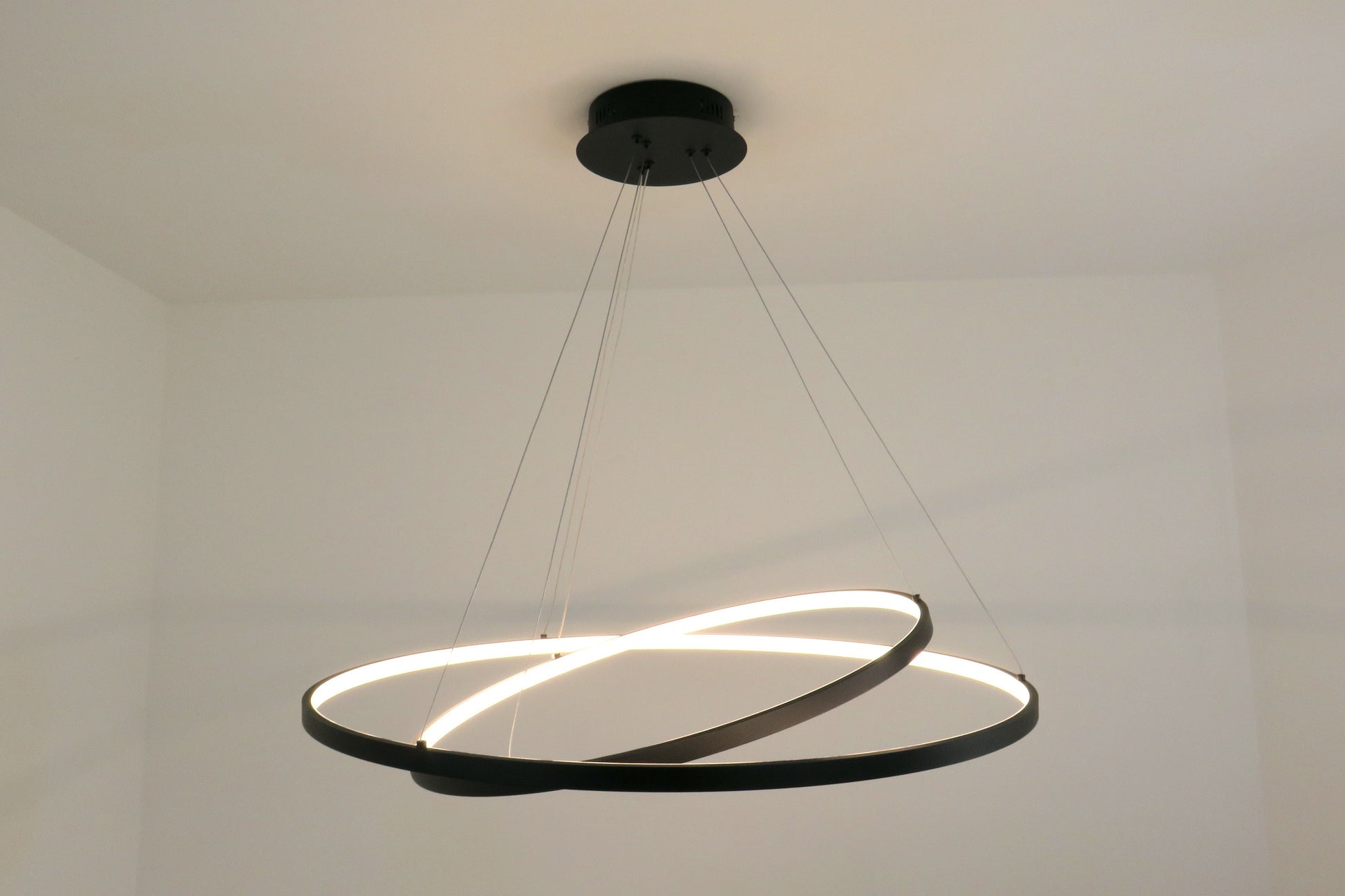 ZIVAGO/8+10 Lampadario due cerchi led nero DIAMANTLUX